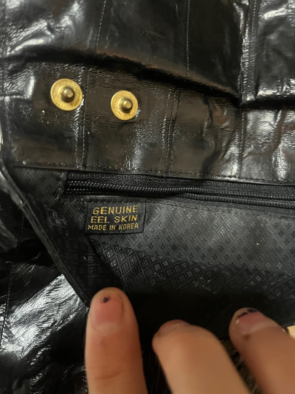 Black Scalloped-Edge eel skin Clutch - Picture 2 of 5